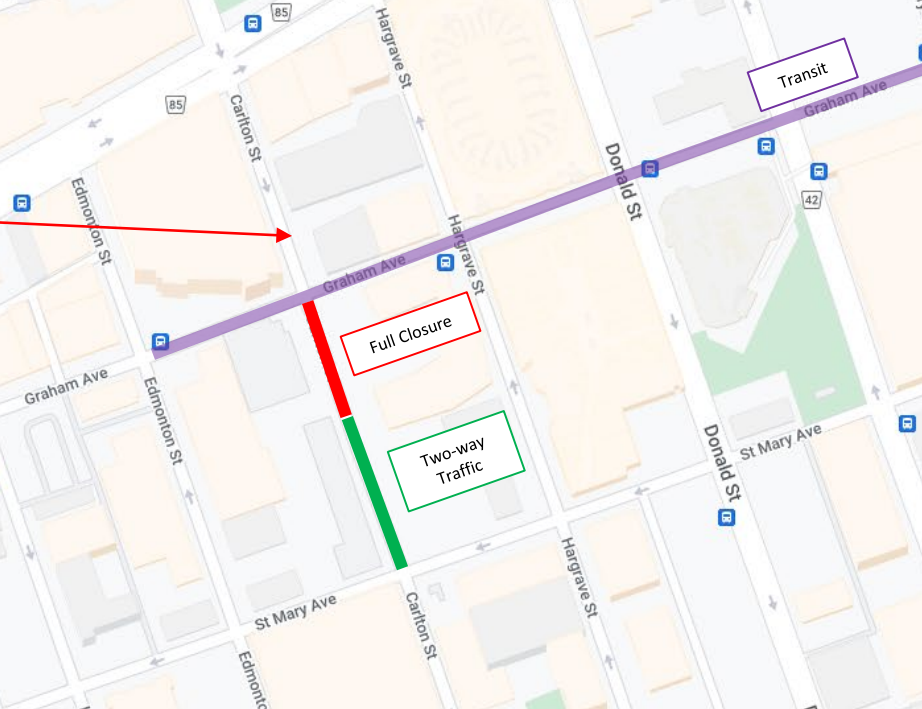 Upcoming temporary closure of Carlton Street | City of Winnipeg